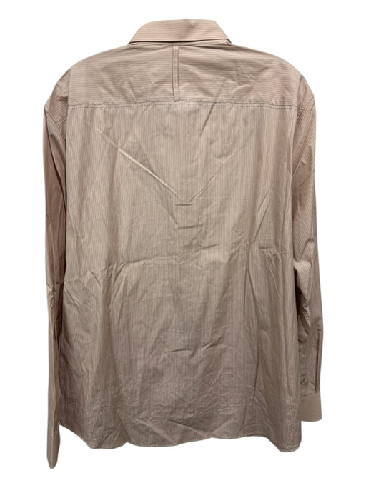 Salvatore Ferragamo Size XL Pink & Red Cotton Striped Men's Long Sleeve Shirt Pink & Red / XL