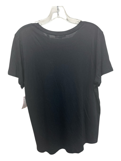 Vince Size L Black Pima Cotton & Modal Short Sleeve Round Neck T Shirt Top Black / L