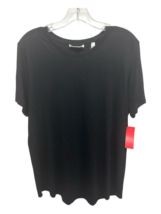 Vince Size L Black Pima Cotton & Modal Short Sleeve Round Neck T Shirt Top Black / L
