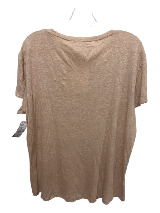 Frame Size L Blush Beige Organic Linen Short Sleeve Raw Edge T Shirt Top Blush Beige / L