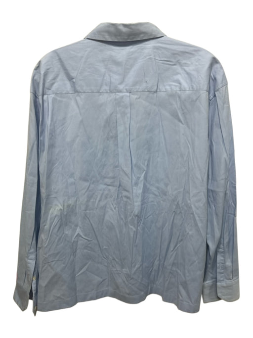 Theory Size L Light Blue Cotton Collar Split V neckline Long Sleeve Top Light Blue / L