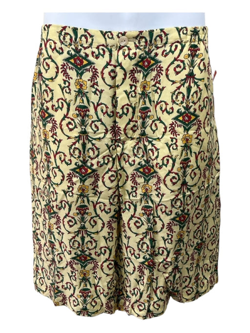 Gucci Size 50 Beige & Multi Color Silk All Over Print Elastic Waist Men's Shorts Beige & Multi Color / 50