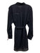 Theory Size L Navy Blue Wool & Polyester Button Down Sash Long Sleeve Top Navy Blue / L