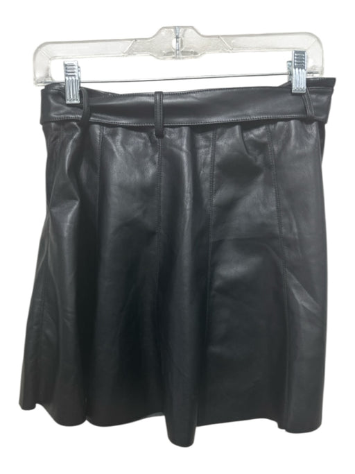 House of Harlow Size L Black Faux Leather Sash Paneled Stretch Mini Skirt Black / L