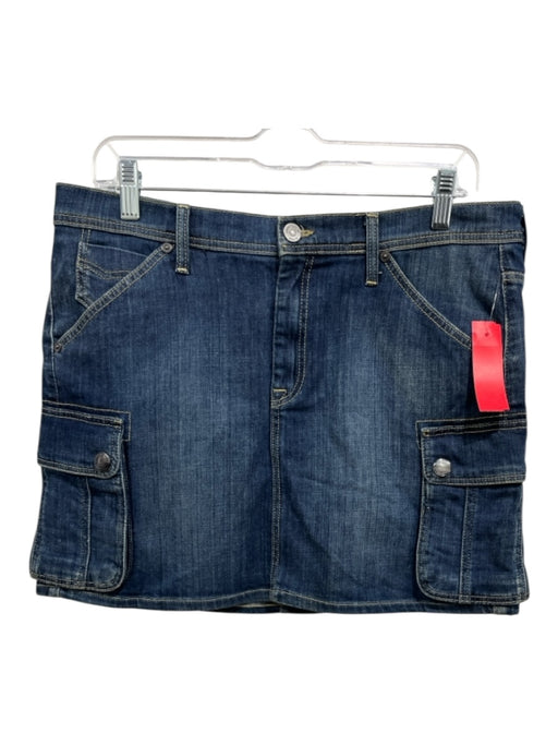 Burberry Brit Size 10 Dark Wash Cotton Denim Cargo Mini Button & Zip Skirt Dark Wash / 10