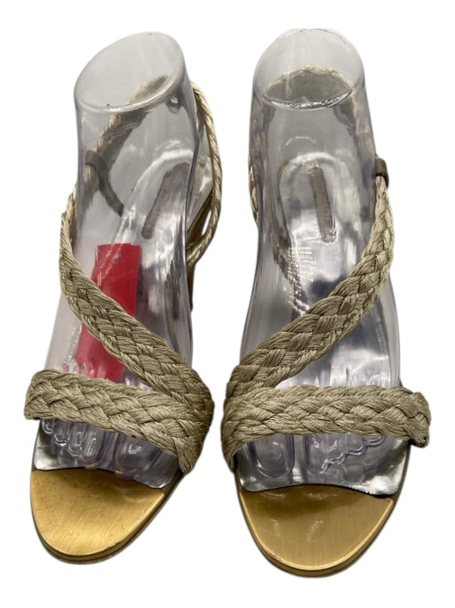 Stella McCartney Shoe Size 40 Metallic Gold Leather Upper Woven & Braided Pumps Metallic Gold / 40