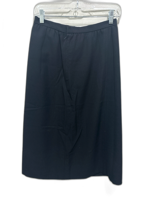 Givenchy Size 12 Black Wool Midi Back Zip Vintage Skirt Black / 12