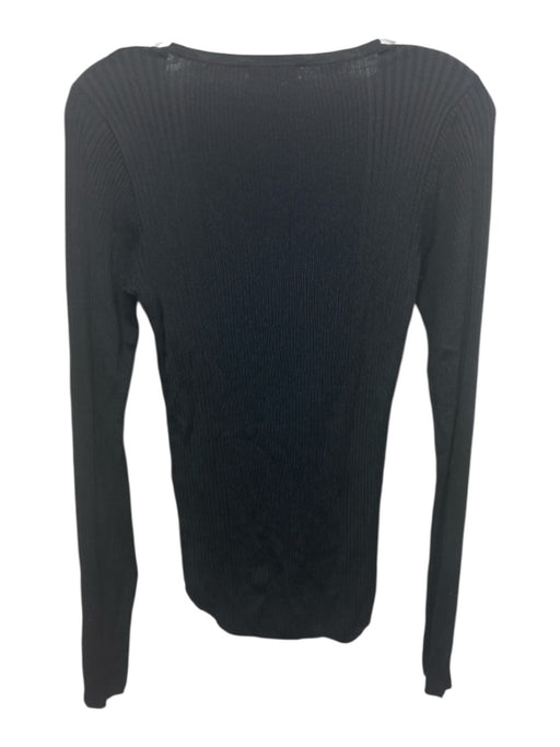 Rag & Bone Size L Black Rayon & Nylon Tie Front V Neck Long Sleeve Top Black / L