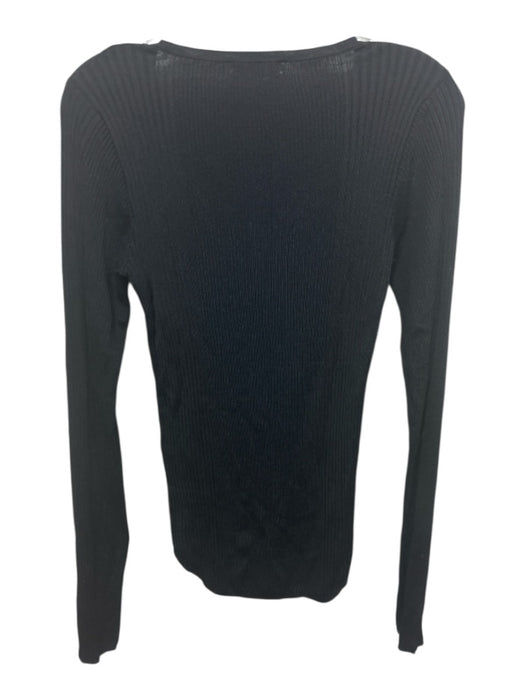 Rag & Bone Size L Black Rayon & Nylon Tie Front V Neck Long Sleeve Top Black / L