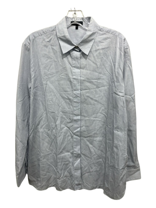 Theory Size M Blue & White Cotton Striped Button Down Men's Long Sleeve Shirt Blue & White / M