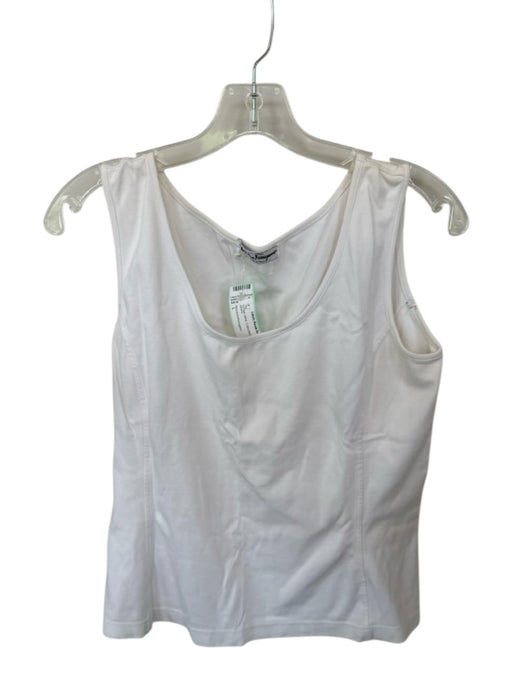 Salvatore Ferragamo Size L White Cotton Blend Cap Sleeve Top White / L