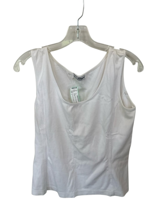Salvatore Ferragamo Size L White Cotton Blend Cap Sleeve Top White / L