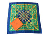 Hermes Navy & Green Silk Chains Buckles scarf Navy & Green / L