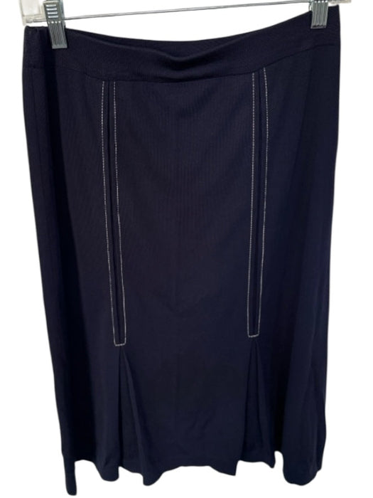 Misook Size XS Navy & white Acrylic Blend Elastic Waist Pleated Midi Skirt Navy & white / XS