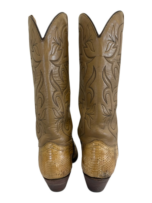 J. Chisholm Shoe Size 6 Tan Leather Pointed Toe Stacked Block Heel Western Boots Tan / 6