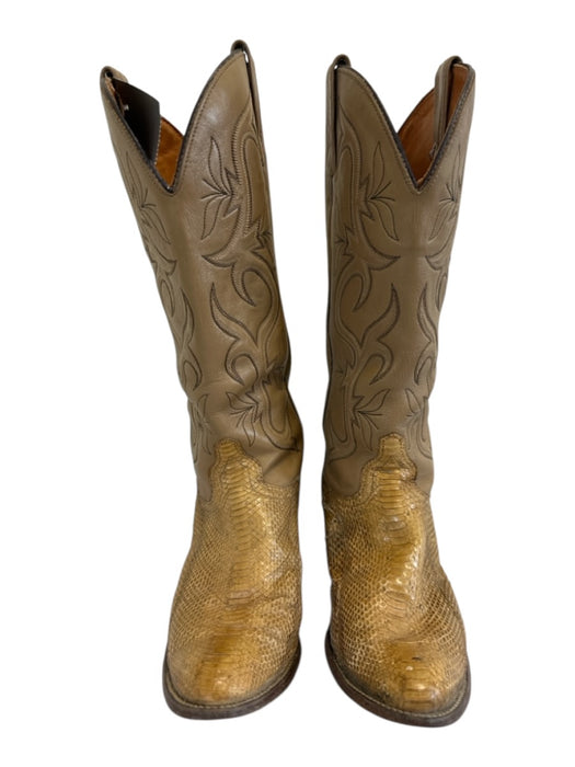 J. Chisholm Shoe Size 6 Tan Leather Pointed Toe Stacked Block Heel Western Boots Tan / 6