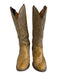 J. Chisholm Shoe Size 6 Tan Leather Pointed Toe Stacked Block Heel Western Boots Tan / 6
