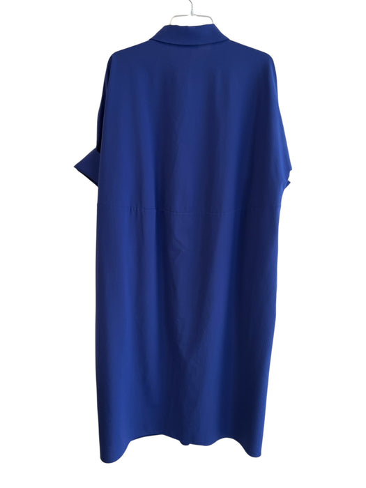 COS Size Small Dark Blue Polyester Blend Button Down Short Sleeve Collared Dress Dark Blue / Small