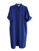 COS Size Small Dark Blue Polyester Blend Button Down Short Sleeve Collared Dress Dark Blue / Small