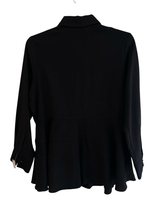 Pomander Place Size Small Black No Fabric Tag Button Down Long Sleeve Peplum Top Black / Small