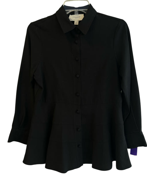 Pomander Place Size Small Black No Fabric Tag Button Down Long Sleeve Peplum Top Black / Small