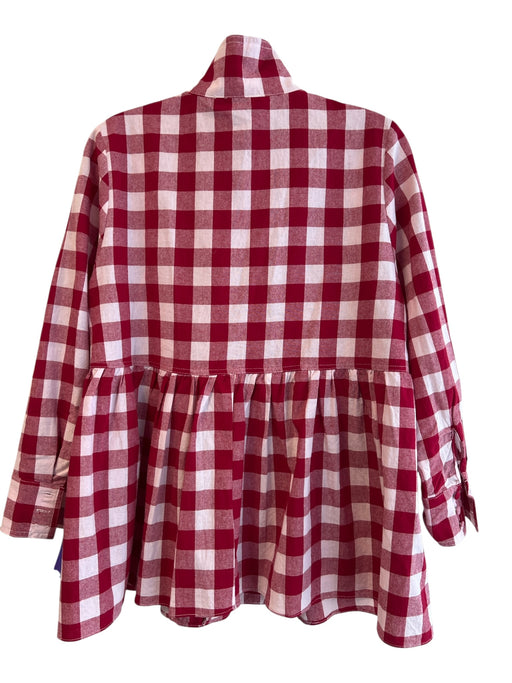 Pomander Place Size Small Red & White Cotton Button Down Long Sleeve Tunic Top Red & White / Small