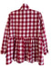 Pomander Place Size Small Red & White Cotton Button Down Long Sleeve Tunic Top Red & White / Small