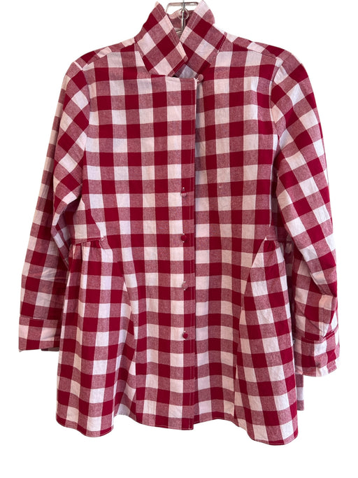 Pomander Place Size Small Red & White Cotton Button Down Long Sleeve Tunic Top Red & White / Small