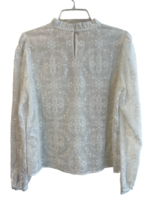 Sezane Size 38 White Polyester & Cotton Long Sleeve High Ruffle Neck Top White / 38