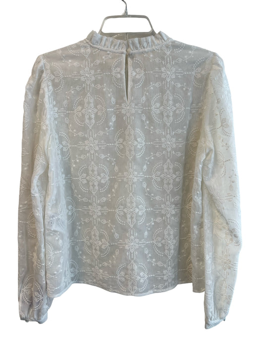 Sezane Size 38 White Polyester & Cotton Long Sleeve High Ruffle Neck Top White / 38