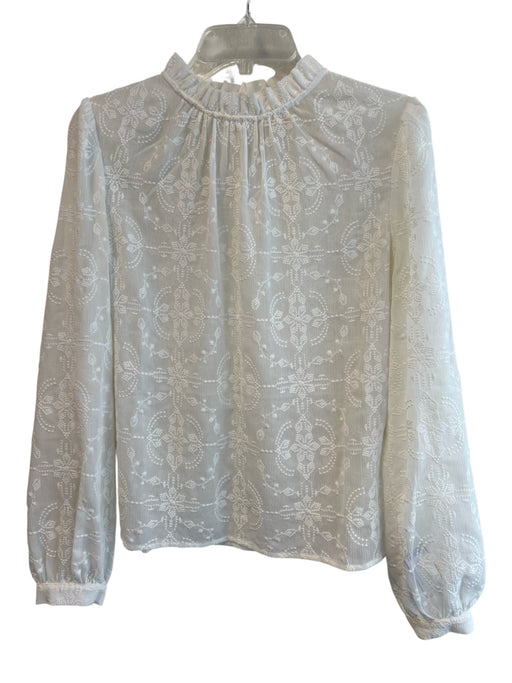 Sezane Size 38 White Polyester & Cotton Long Sleeve High Ruffle Neck Top White / 38