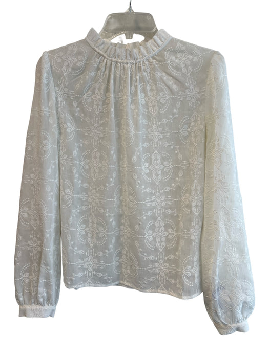 Sezane Size 38 White Polyester & Cotton Long Sleeve High Ruffle Neck Top White / 38