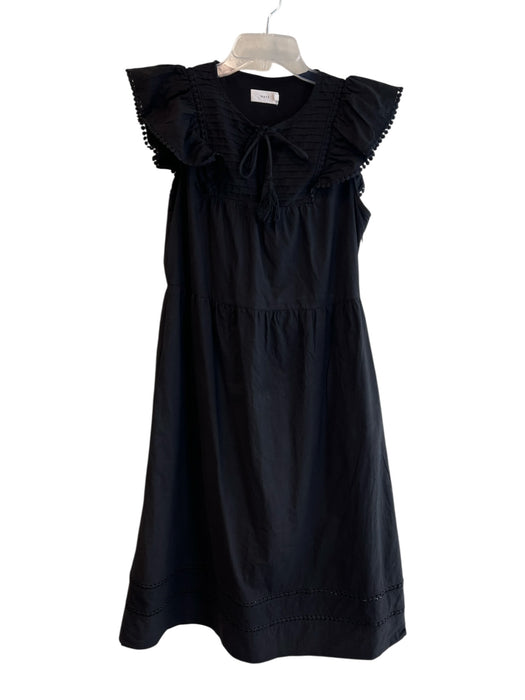 Maye Size XS Black Cotton Lined Ruffle Sleeveless Tiered Maxi Dress Black / XS