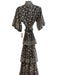 Sue Sartor Size Small Black & Gray Cotton Half Sleeve Floral Print Tiered Dress Black & Gray / Small