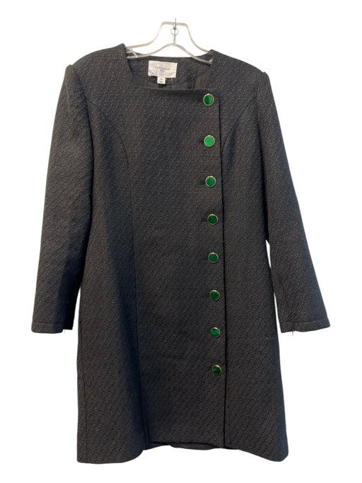 Pomander Place Size M Black Polyester Long Sleeve Button Front Dress Black / M