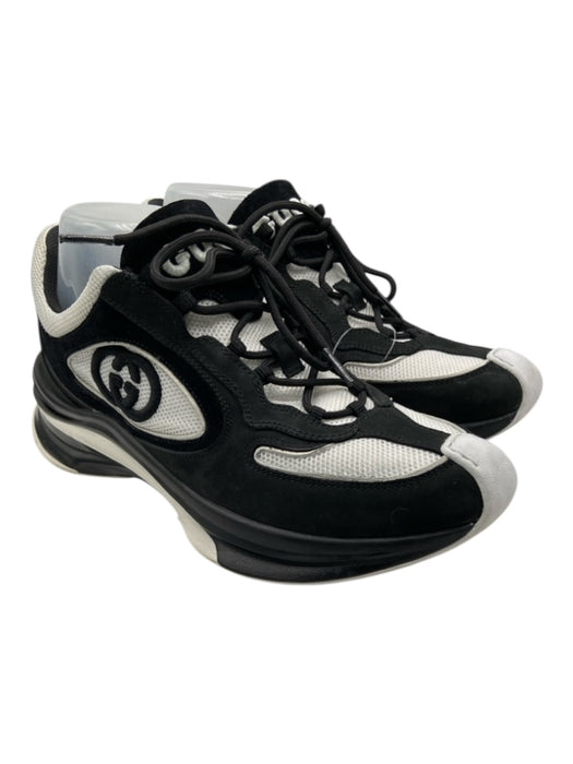 Gucci Black & White Logo Trainer Sneakers Black & White
