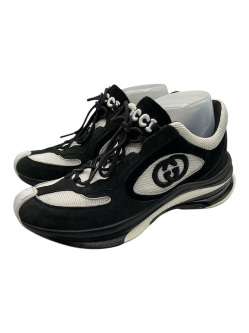 Gucci Black & White Logo Trainer Sneakers Black & White