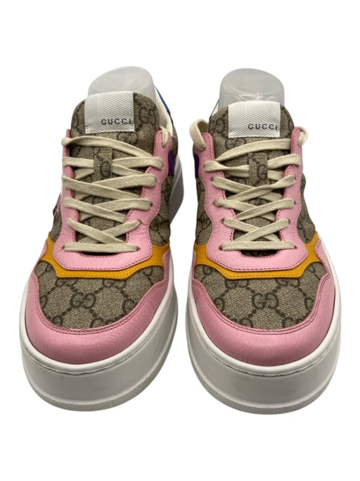 Gucci Beige & Pastel Print Coated Canvas Monogram Low Top Sneakers Beige & Pastel Print