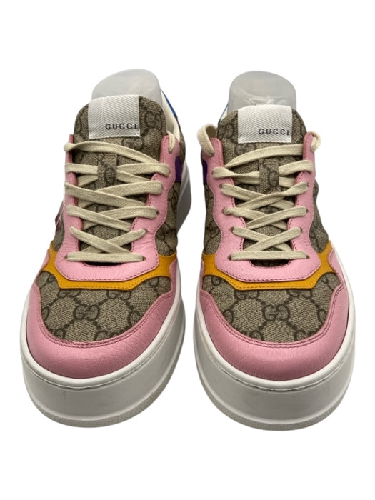 Gucci Beige & Pastel Print Coated Canvas Monogram Low Top Sneakers Beige & Pastel Print