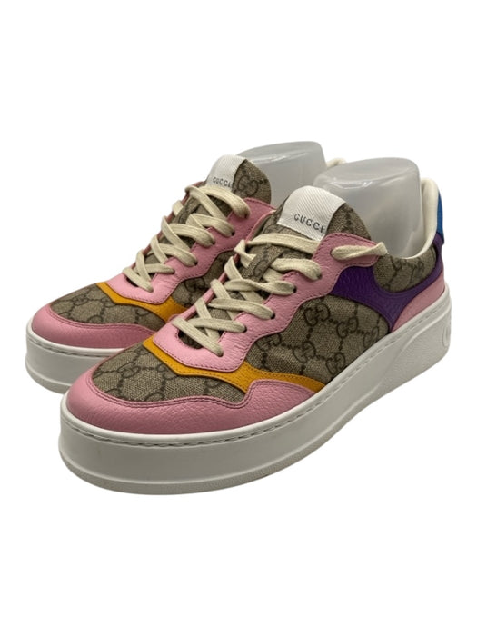 Gucci Beige & Pastel Print Coated Canvas Monogram Low Top Sneakers Beige & Pastel Print