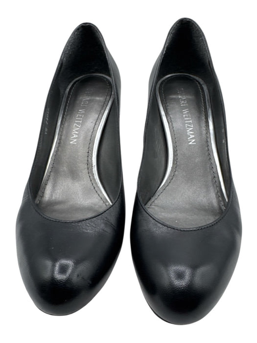Stuart Weitzman Shoe Size 8 Black Leather Round Toe Heel Pumps Black / 8