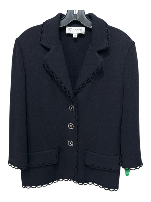 St John Collection Size 8 Midnight Navy Wool Blend Scallop Detail Skirt Set Midnight Navy / 8