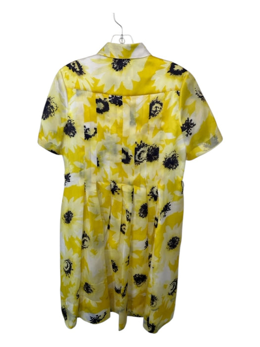 Kate Spade Size 6 Yellow & Black Polyester Short Sleeve Flowers Pleated Dress Yellow & Black / 6