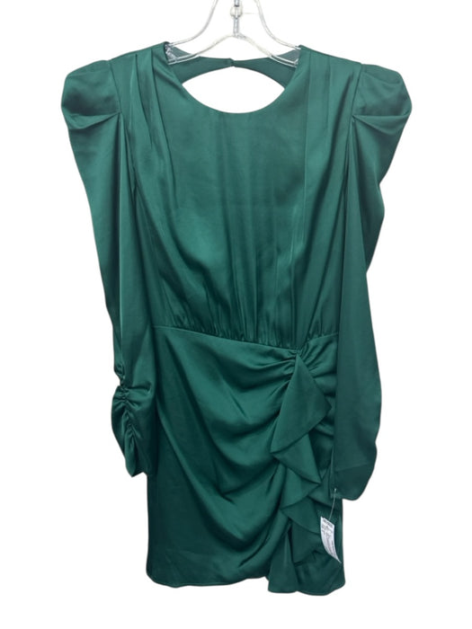 ASTR Size S Emerald Green Polyester Long Sleeve Puff Shoulder Open Back Dress Emerald Green / S