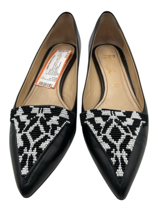 Jerome C. Rousseau Shoe Size 37 Black & White Leather & Beaded Sandals Black & White / 37