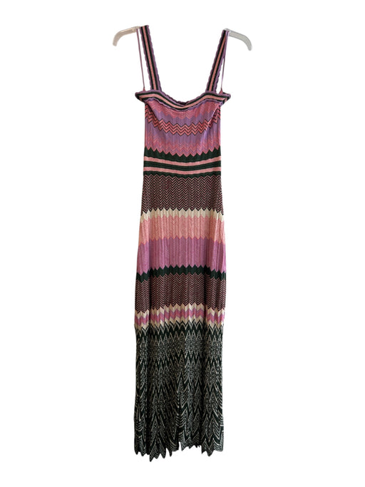 Sandro Size 38 Multi Viscose Knit Sleeveless Body Con Horizontal Stripe Dress Multi / 38