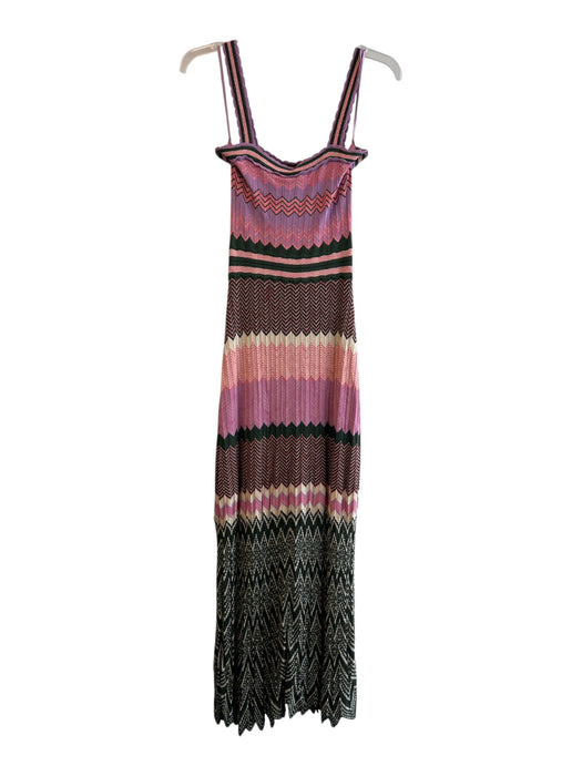 Sandro Size 38 Multi Viscose Knit Sleeveless Body Con Horizontal Stripe Dress Multi / 38