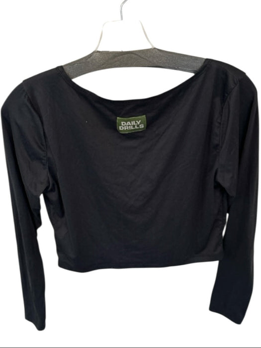 Daily Drills Size M/L Black Nylon Blend Long Sleeve Buttons Cropped Athletic Top Black / M/L