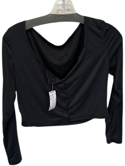 Daily Drills Size M/L Black Nylon Blend Long Sleeve Buttons Cropped Athletic Top Black / M/L