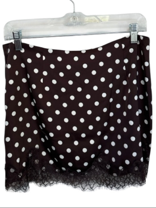 Brit the Label Size L Brown & White Polyester Side Zip Polka Dot Lace Trim Skirt Brown & White / L
